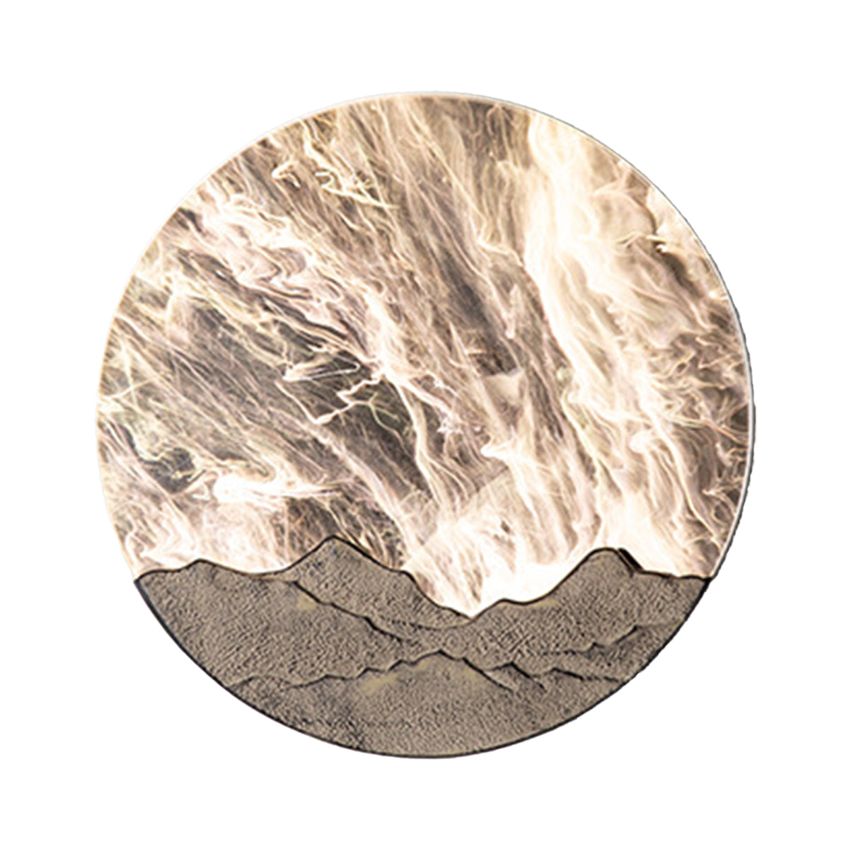 Round outdoor sconce dimensions, front view with size specifications.