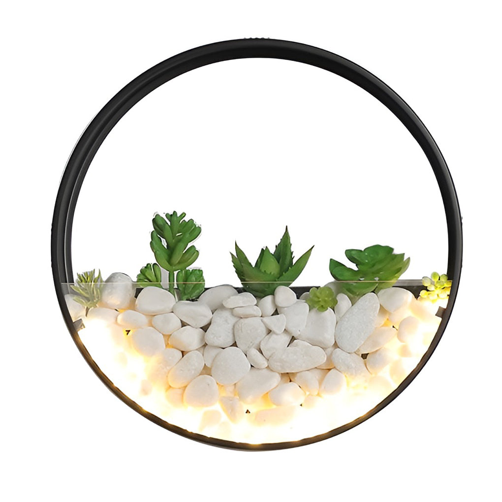 Round plant wall lamp with various sizes and installation options.