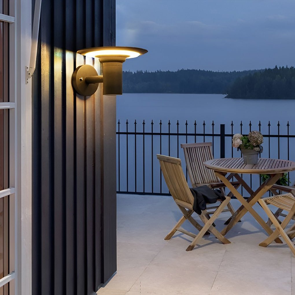 Round UFO - shaped LED Waterproof Solar Modern Outdoor Sconces Wall Lamp