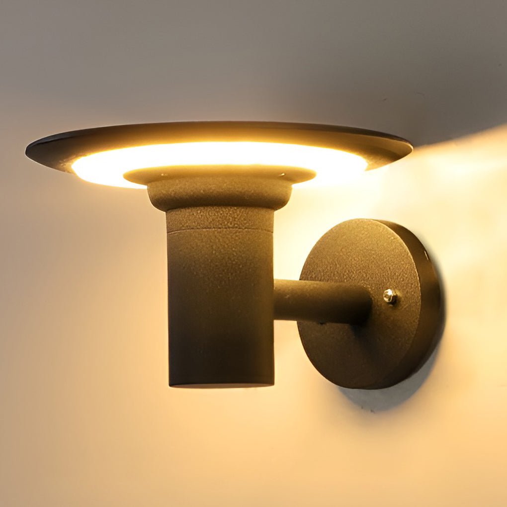 Round UFO - shaped LED Waterproof Solar Modern Outdoor Sconces Wall Lamp