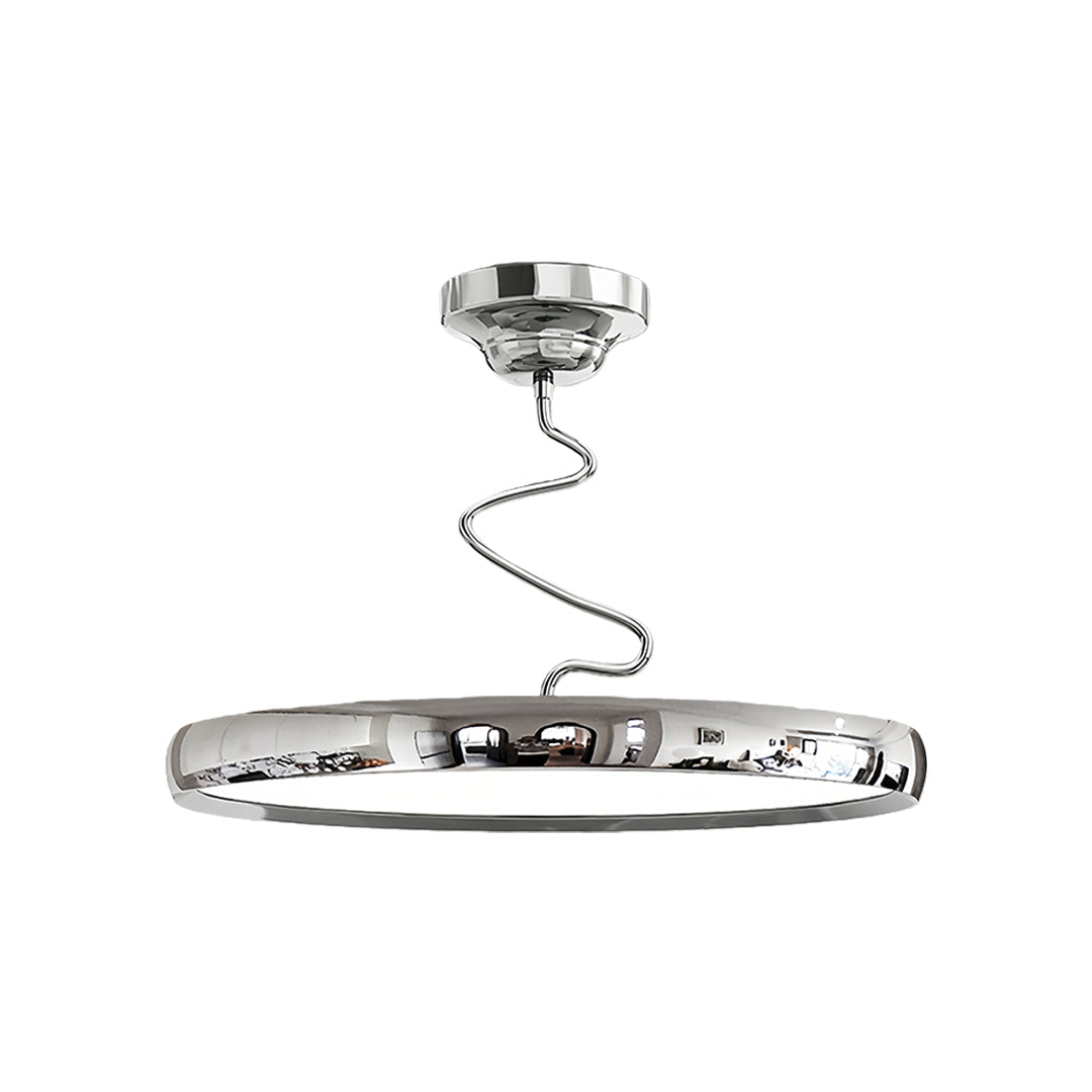 Modern semi flush mount ceiling light with green accent enhancing bright bedroom with white decor
