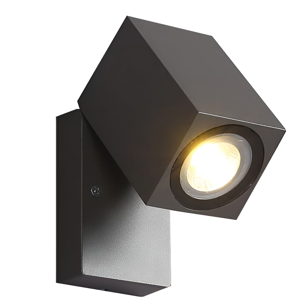 Outdoor sensor wall lights in black, side view showing motion sensor.