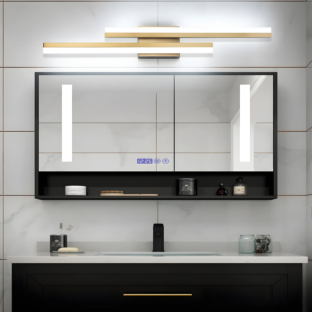 Sleek LED side vanity light for bathroom with a polished chrome finish, providing soft, even lighting for bathroom spaces.