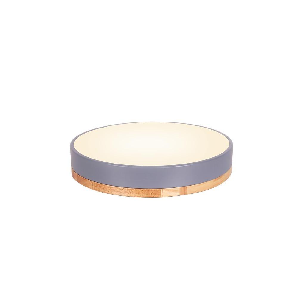Circular Drum Flush Mount Light Metal Wood LED Bedroom Ceiling Lights for Baby Kids