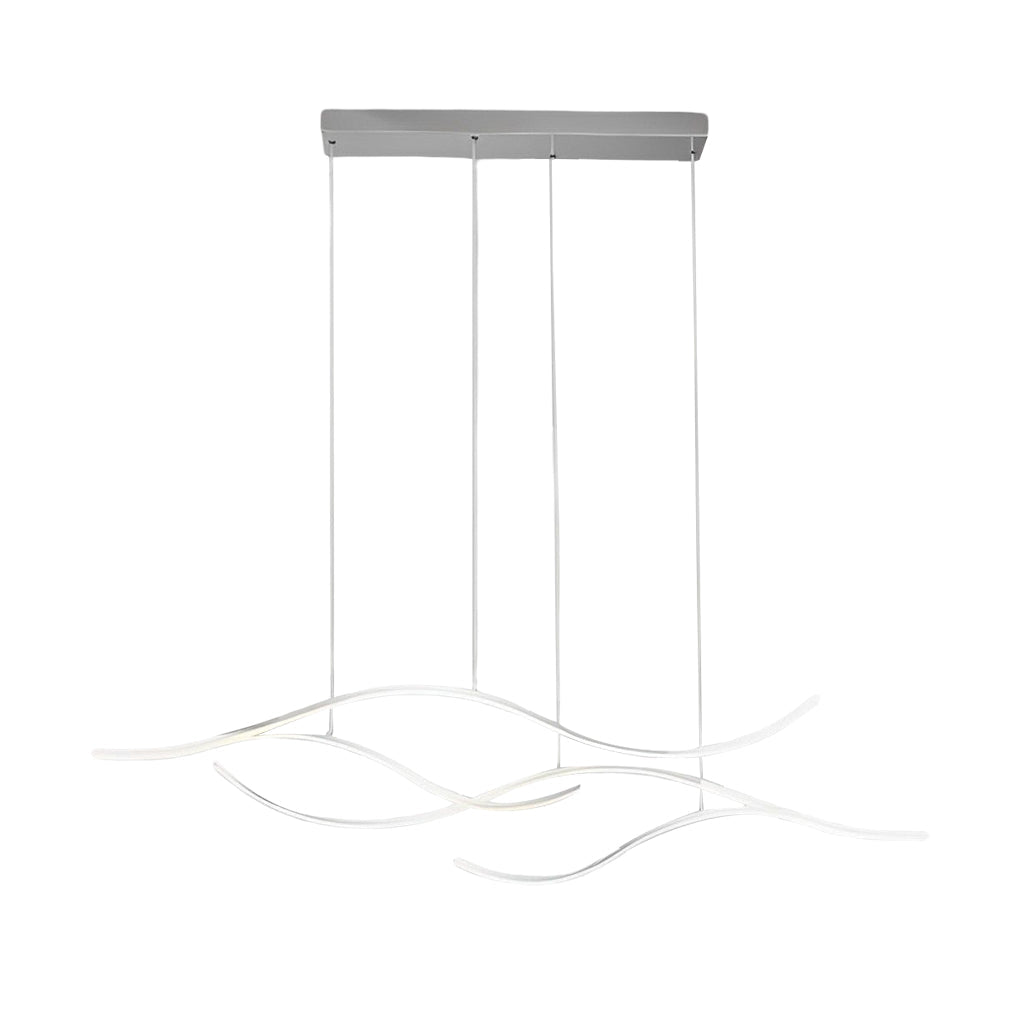 Silver curved LED pendant light shown as a clean product rendering.