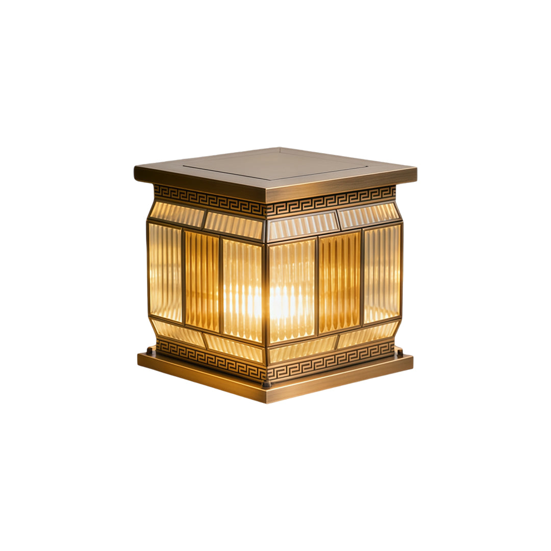 Silver wall lights compact solar outdoor lantern fixture displayed with warm glowing interior lighting.
