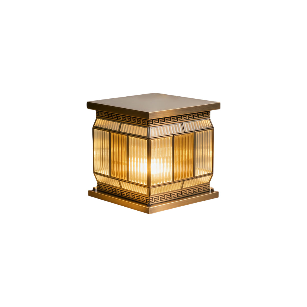 Silver wall lights close-up of textured ribbed glass outdoor lantern with elegant metallic detailing.