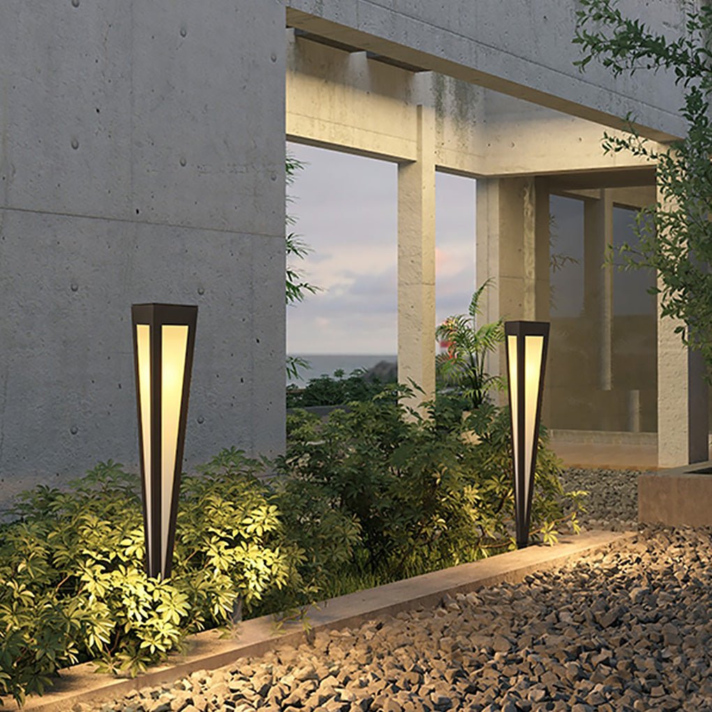 Adjustable RGB Solar LED Pathway Light Square Top & Conical Base Outdoor Lawn Lighting