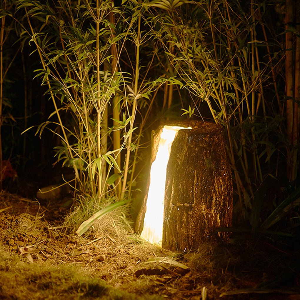 Realistic Tree Stump LED Outdoor Garden Lights - Cylindrical, Textured Design