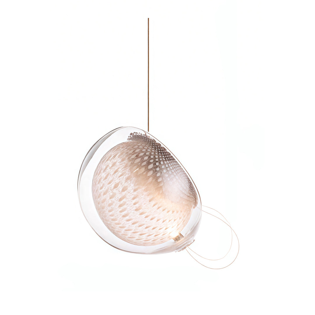 Single jellyfish pendant light with textured glass shade and golden accent.