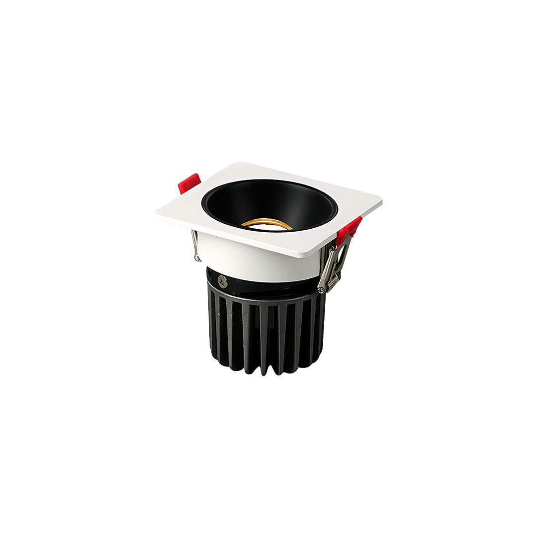 Sleek triple square recessed downlight with black interior and white frame