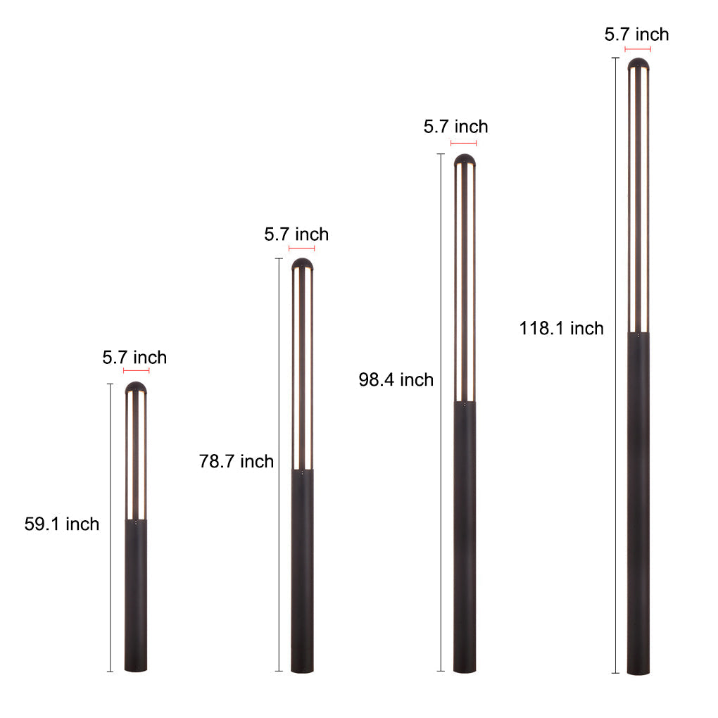 Tall garden bollard light size comparison chart showing small, medium, and large options.