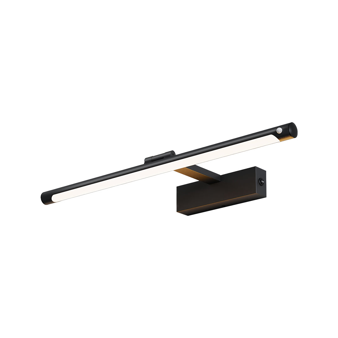 Sleek modern bathroom vanity light with dark bronze finish and streamlined LED configuration