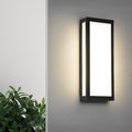 Rectangle outdoor wall lighting with sleek black frame mounted on exterior wall.