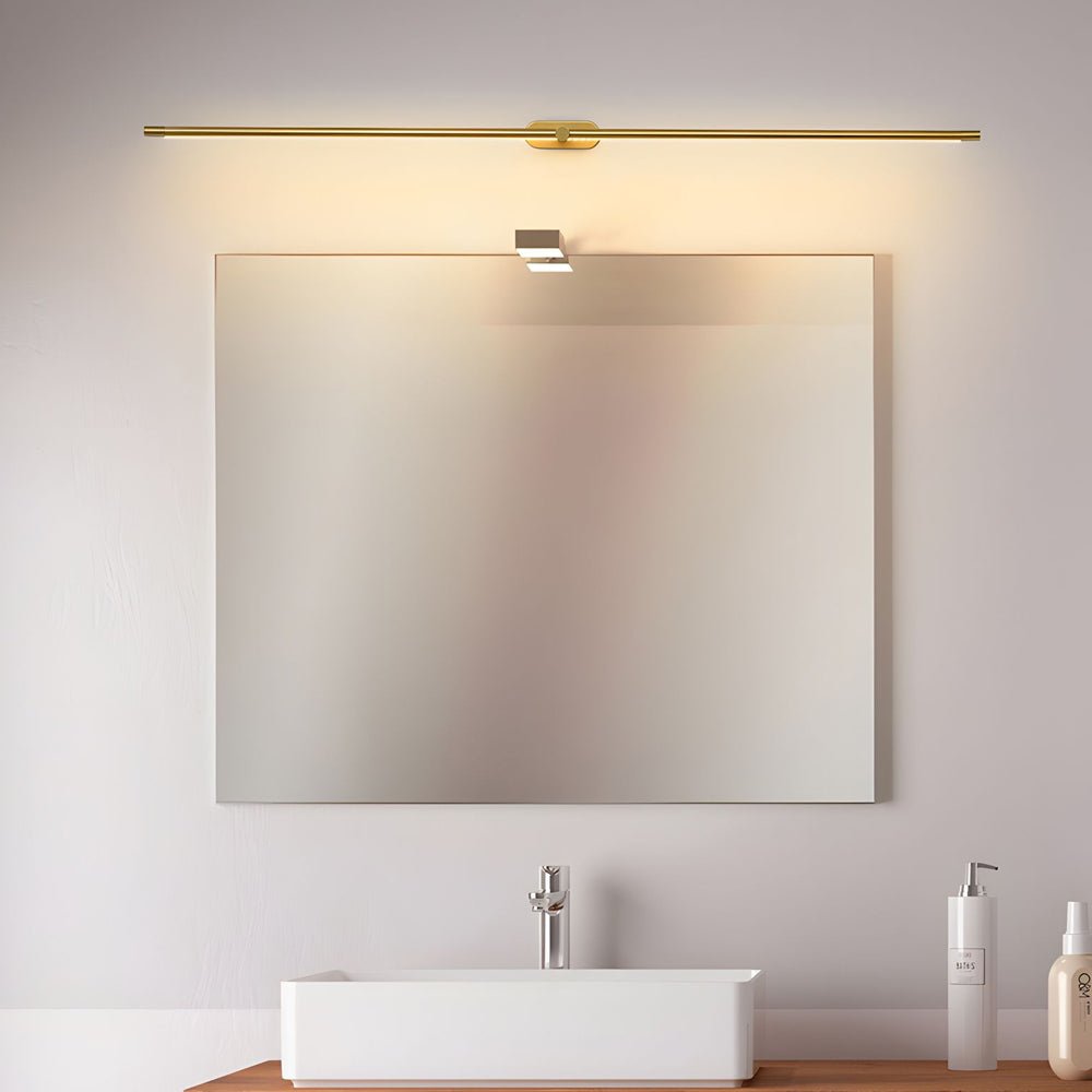 Sleek, gold bathroom vanity light strip designed for clean lines and modern bathroom settings.