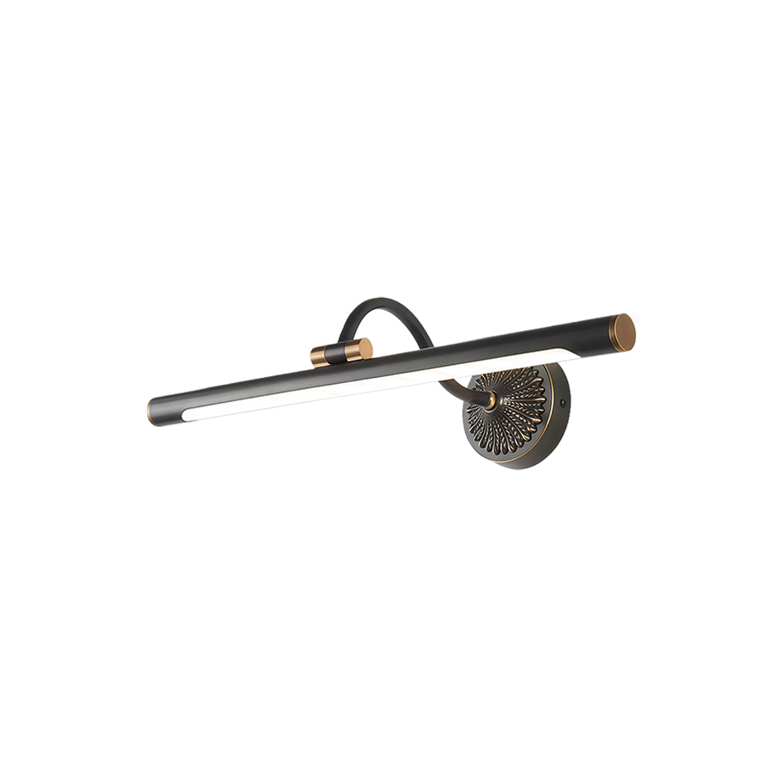 Sleek LED vanity bathroom lights featuring a classic brass finish and extendable arm for flexible lighting.