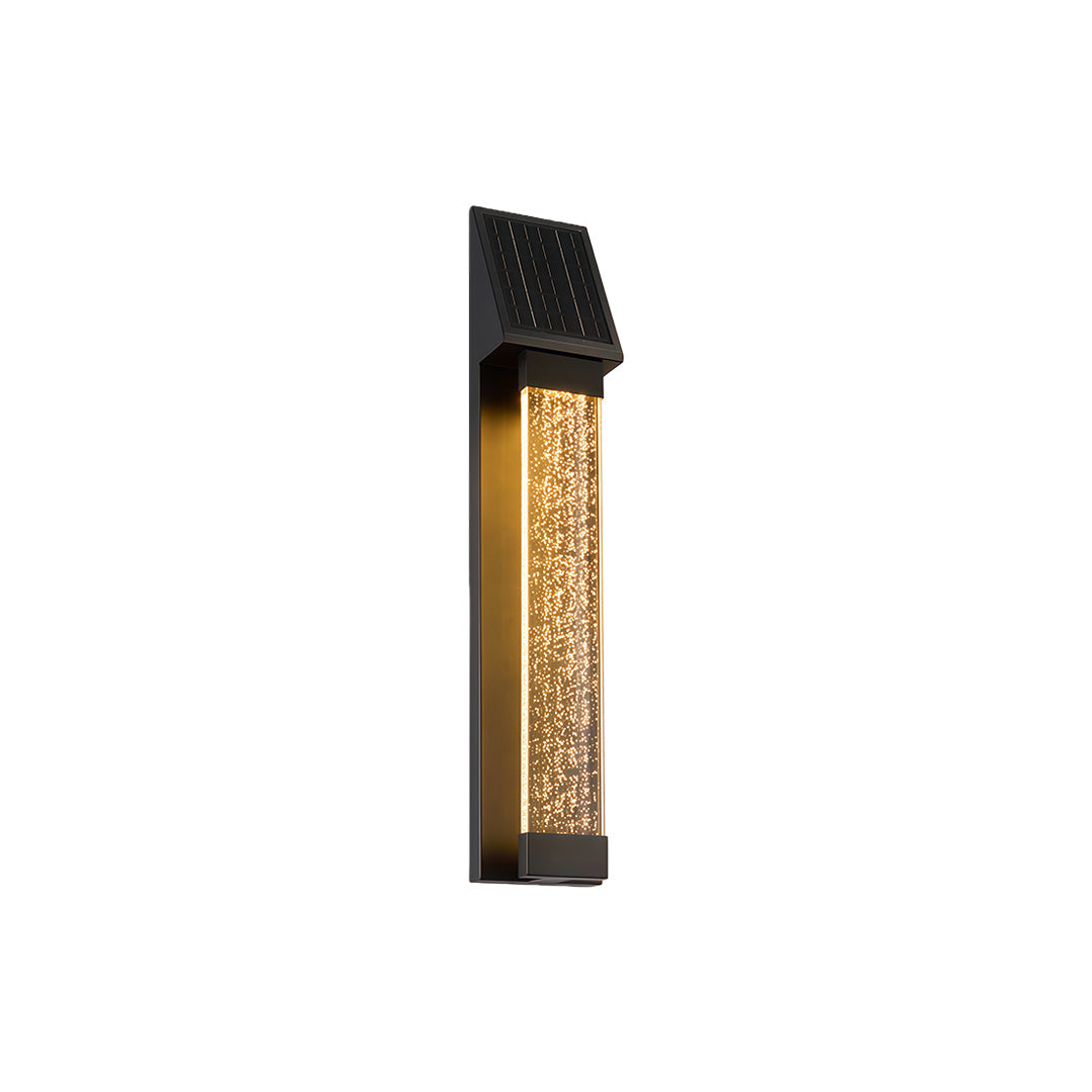 Black outdoor lighting sconce with a sleek, narrow design, perfect for modern exterior walls.