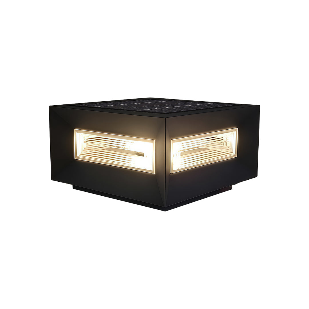 Highlight architectural features with square pillar lights modern cube frame solar fence lights, modern design and solar LED.