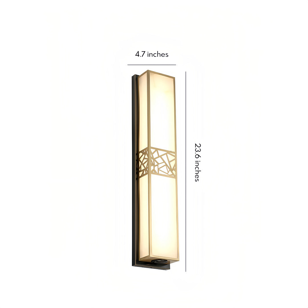 Sleek vertical linear wall lighting fixture in gold finish, perfect for modern indoor spaces and minimalist decor.