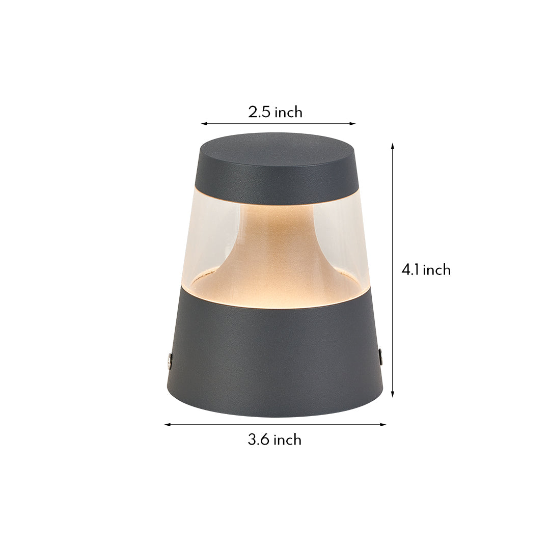 Small landscape lights with measurement diagram, showing dimensions for precise outdoor installation planning.