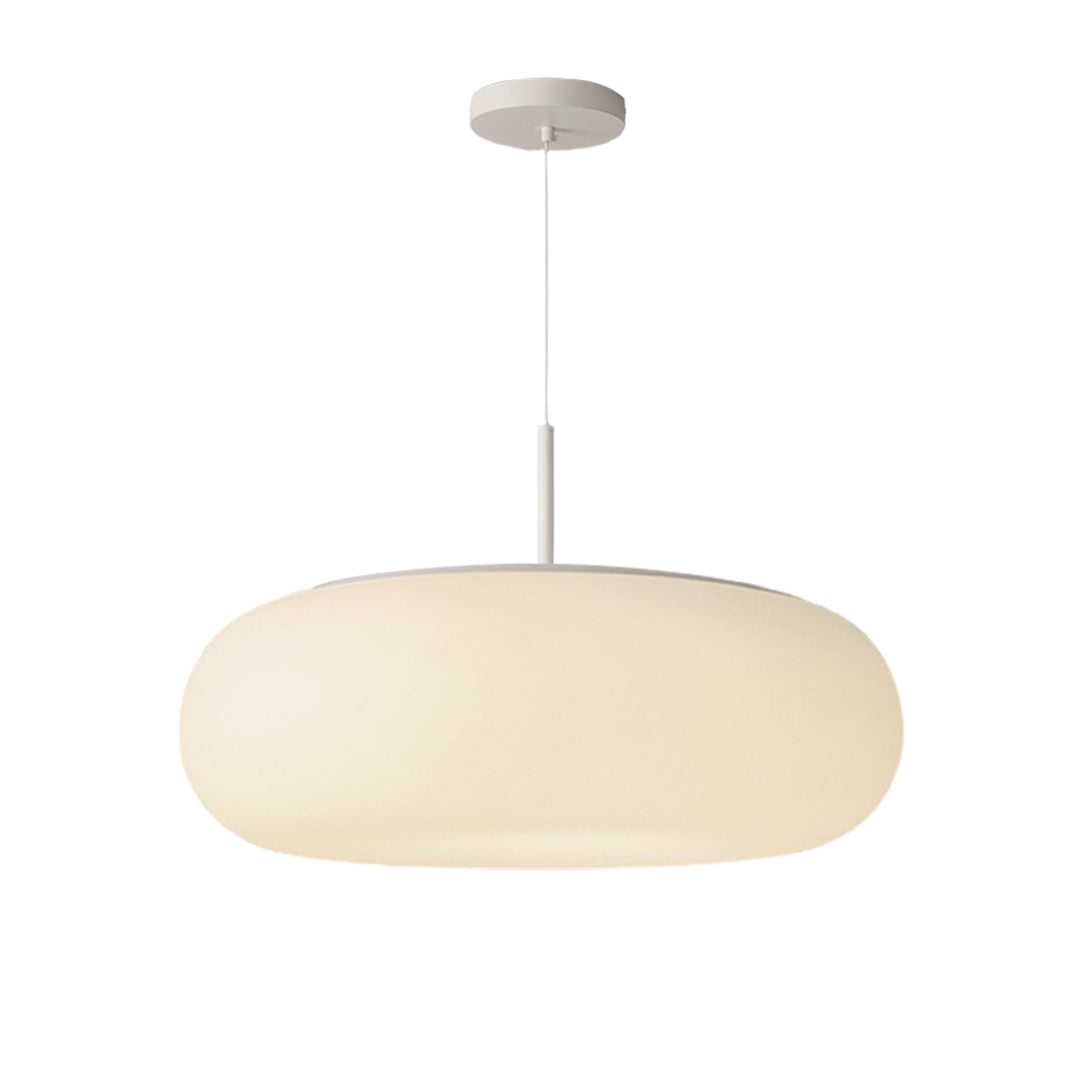 Contemporary led pendant lights with smooth oval profile creating ambient lighting atmosphere
