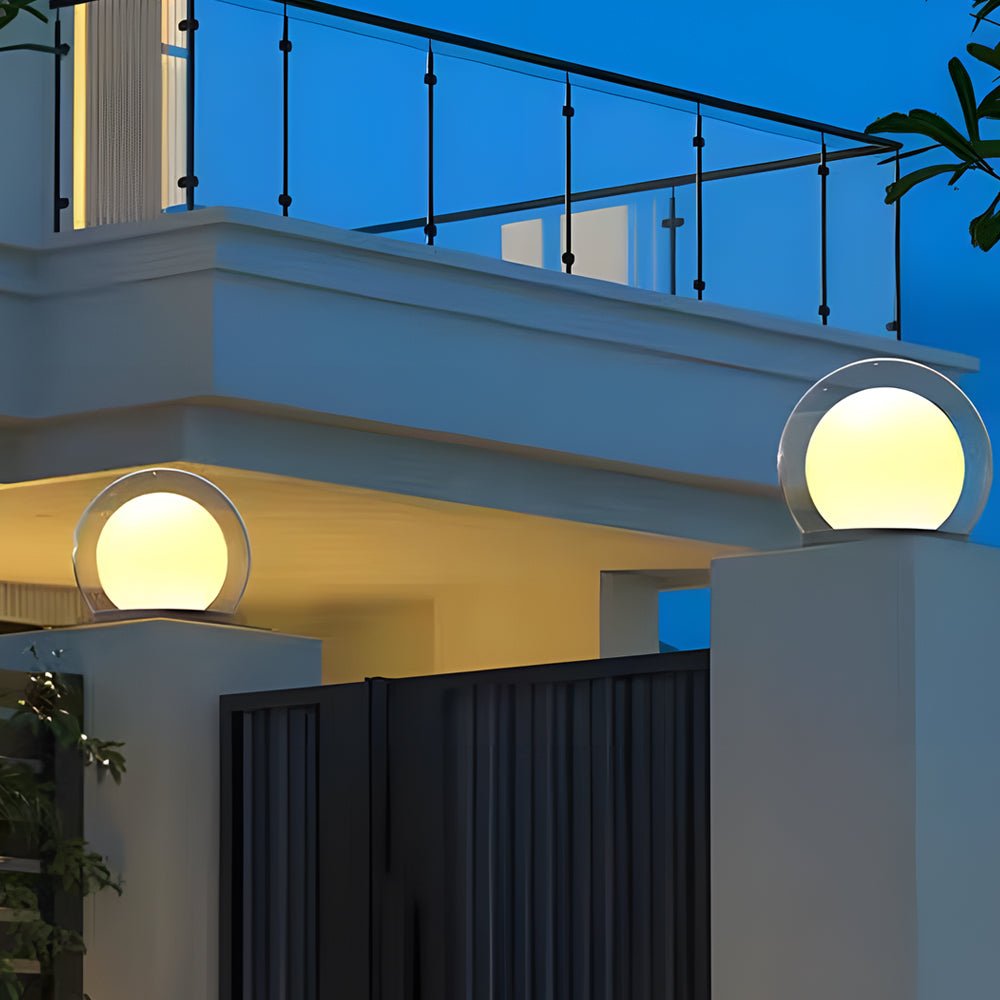 Solar Bubble Lunar Post Light Waterproof Globe Outdoor Lantern Gate Light Outdoor Lamp Landscape Light