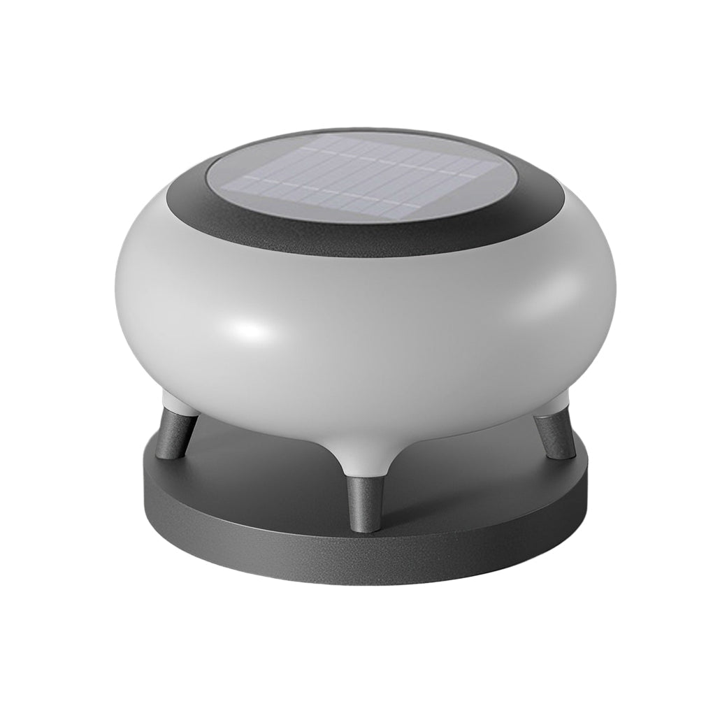 Solar column pillar lights in a white finish, designed for modern outdoor spaces and energy efficiency.