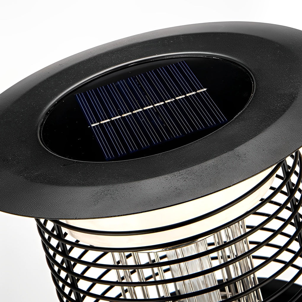 Close up of solar panel on top of solar light bug zapper.