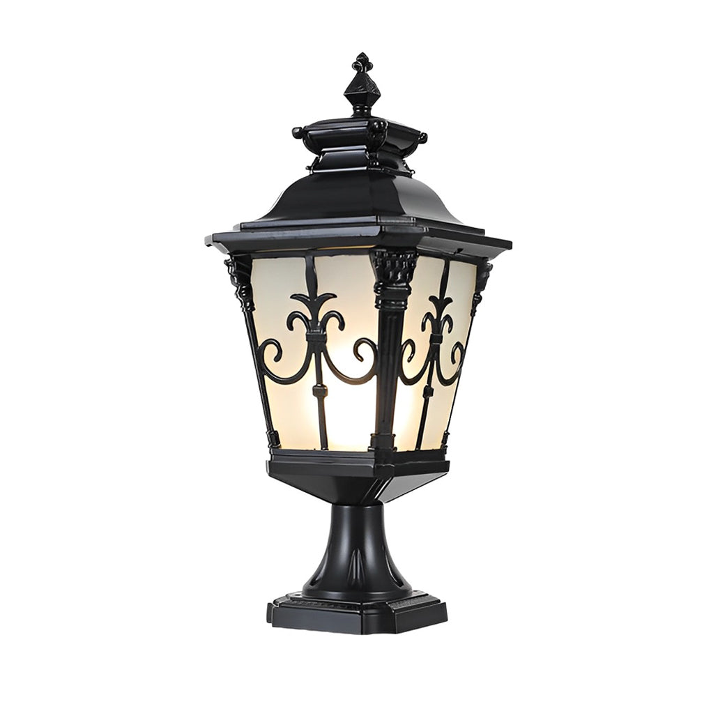 Solar panel detail of a cast aluminum post light, highlighting eco-friendly and energy-efficient features.