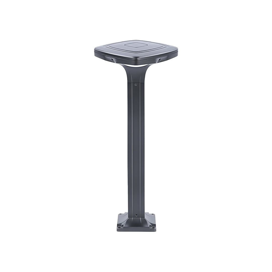 Solar-powered black wall light with built-in LED, providing energy-efficient lighting outdoors.