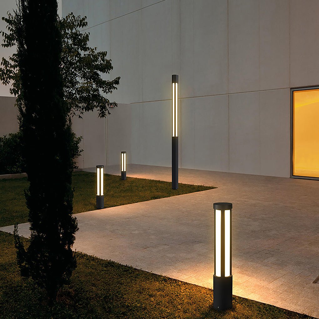Residential bollard lights LED black outdoor landscape light combines modern style with practical outdoor functionality.