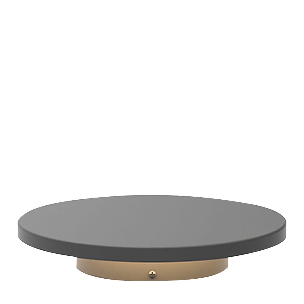 Solar round lawn light showing integrated solar panel on top surface