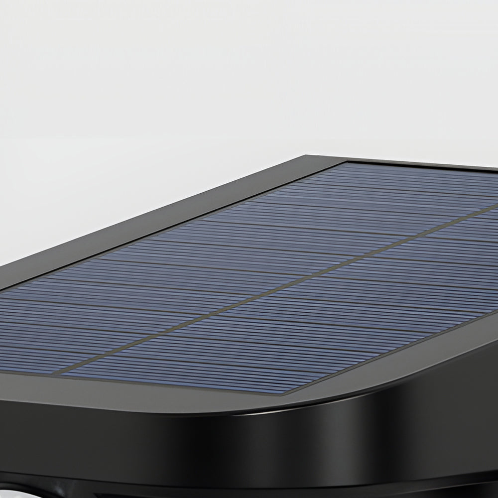 Solar wall lamp with motion sensor providing soft illumination near a door.