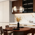 Modern linear italian crystal chandelier with horizontal bar design and rectangular crystal glass shades in gold