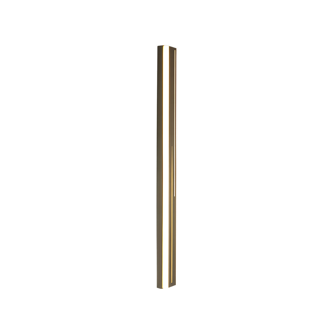 Sophisticated outdoor wall mount lighting with narrow vertical profile and bronze-gold detailing