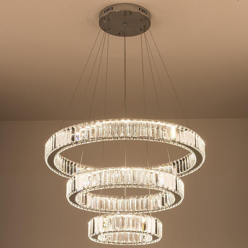 Chrome Crystal 3 - Tier Pendant Light Modern Chandelier