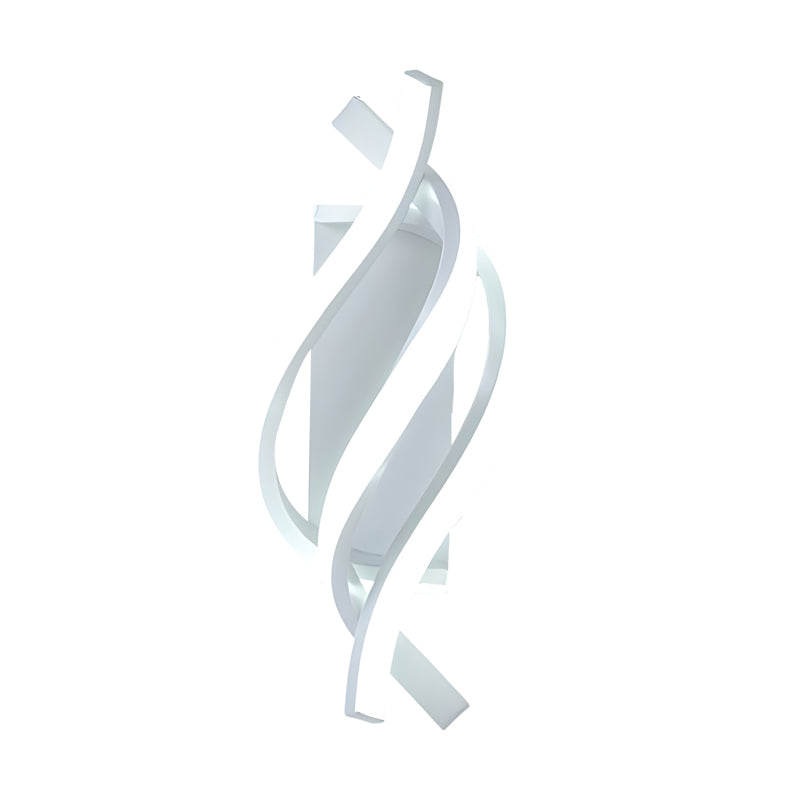 Spiral wall sconce in white, side view of the sleek design.
