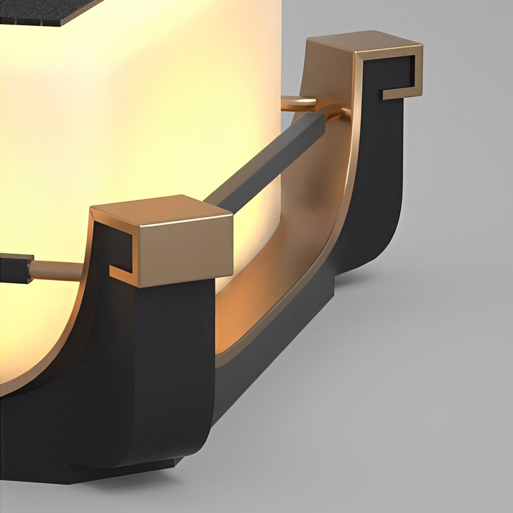 Square acrylic pier light close-up highlighting metal frame details and smooth acrylic light diffusion.
