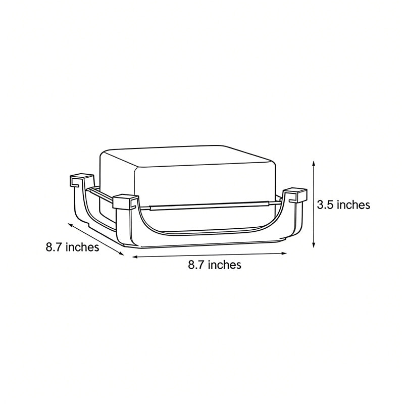 Square acrylic pier light technical line drawing showing dimensions and compact square outdoor lighting design.