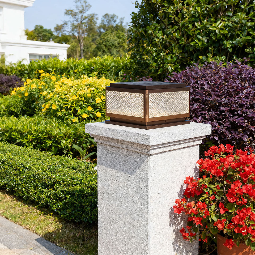 Add a touch of elegance to your outdoor space with square outdoor pillar lights, featuring wavy textured glass for soft, ambient illumination.