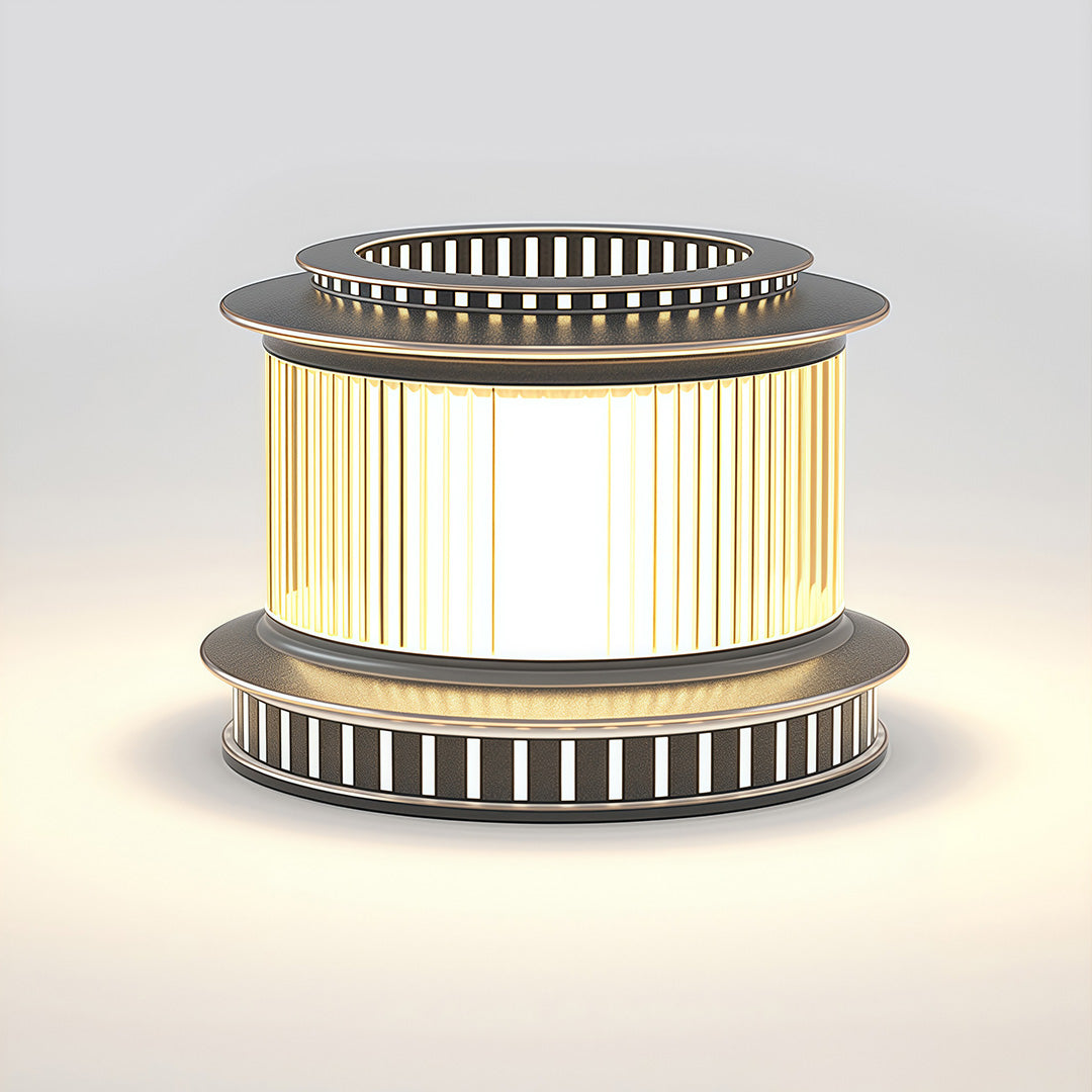 Stainless steel pillar lights with ribbed diffuser provide soft glare-free illumination for pathways, gardens, and driveways.