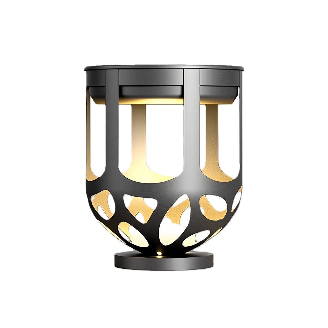 Standalone black lighted outdoor planter featuring a contemporary design, isolated on a white background.