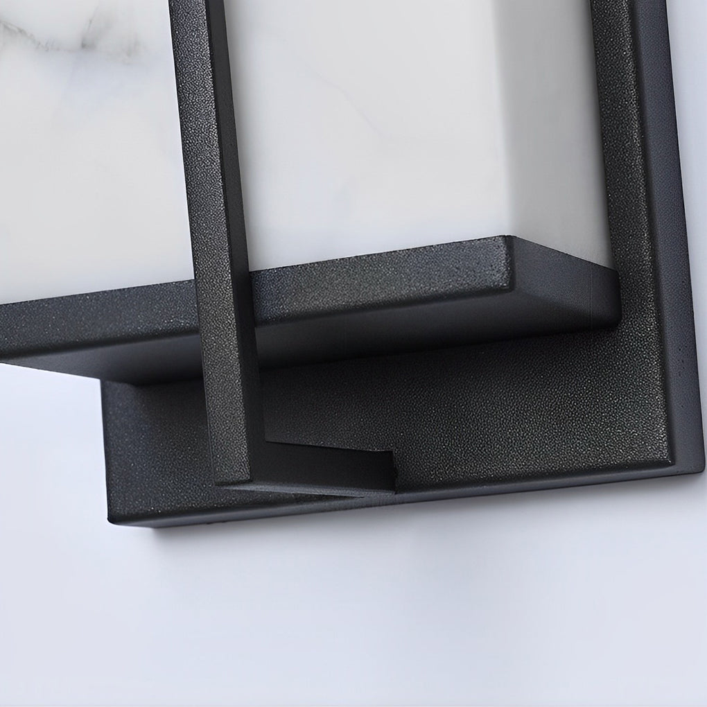 Stone wall sconce lighting detail, emphasizing the clean lines and durable construction.