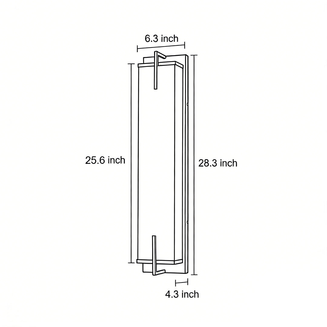 Dimension diagram of stone wall sconce lighting, showing various sizes for installation.