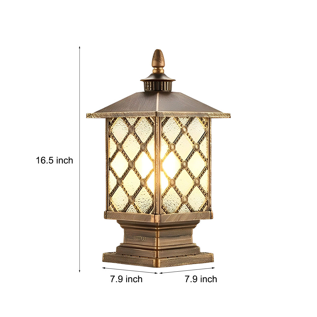 Street light pillar with size dimensions displayed for installation reference.