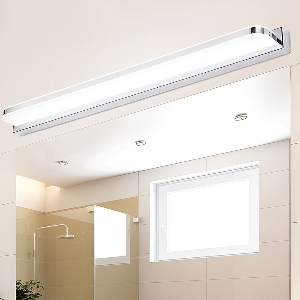 LED Bathroom Vanity Light with Wall - Mounted Panel and Polished Iron Trim