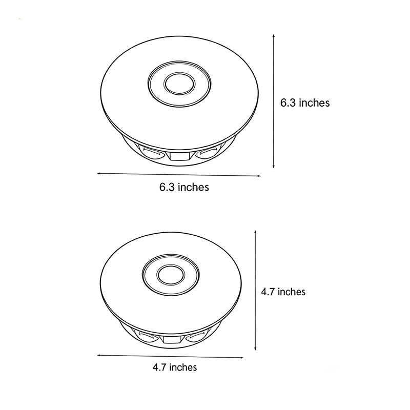 Line drawing of sunflower LED wall light dimensions, providing installation specifications.
