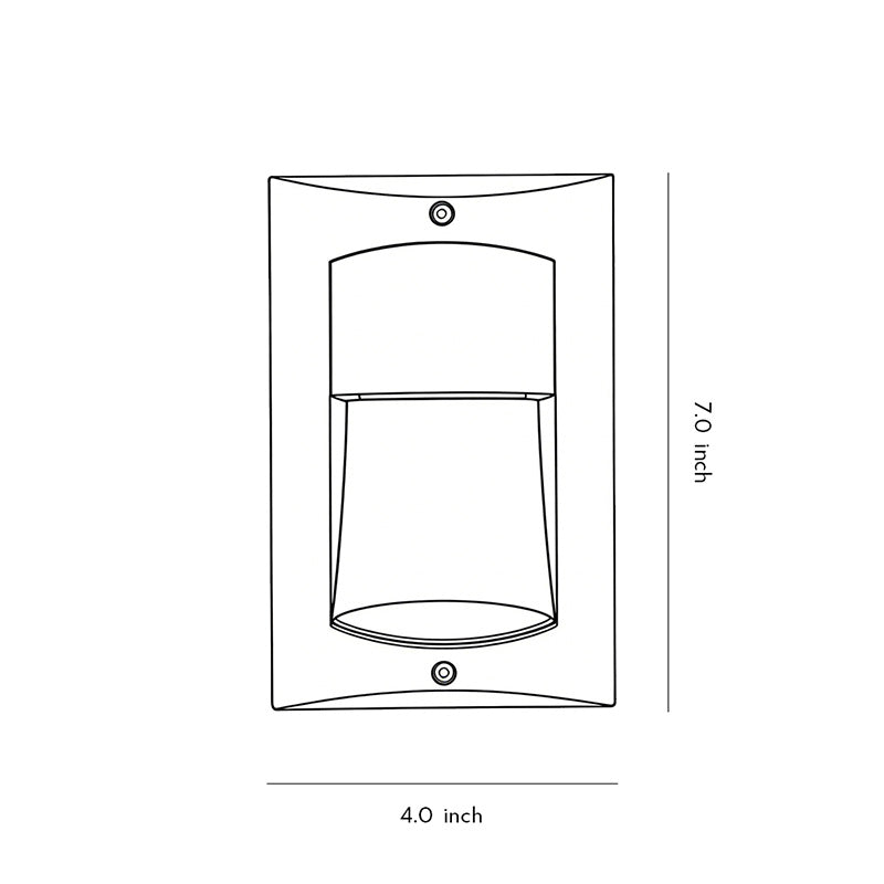 Line drawing of surface mounted step lights dimensions, providing installation specifications.