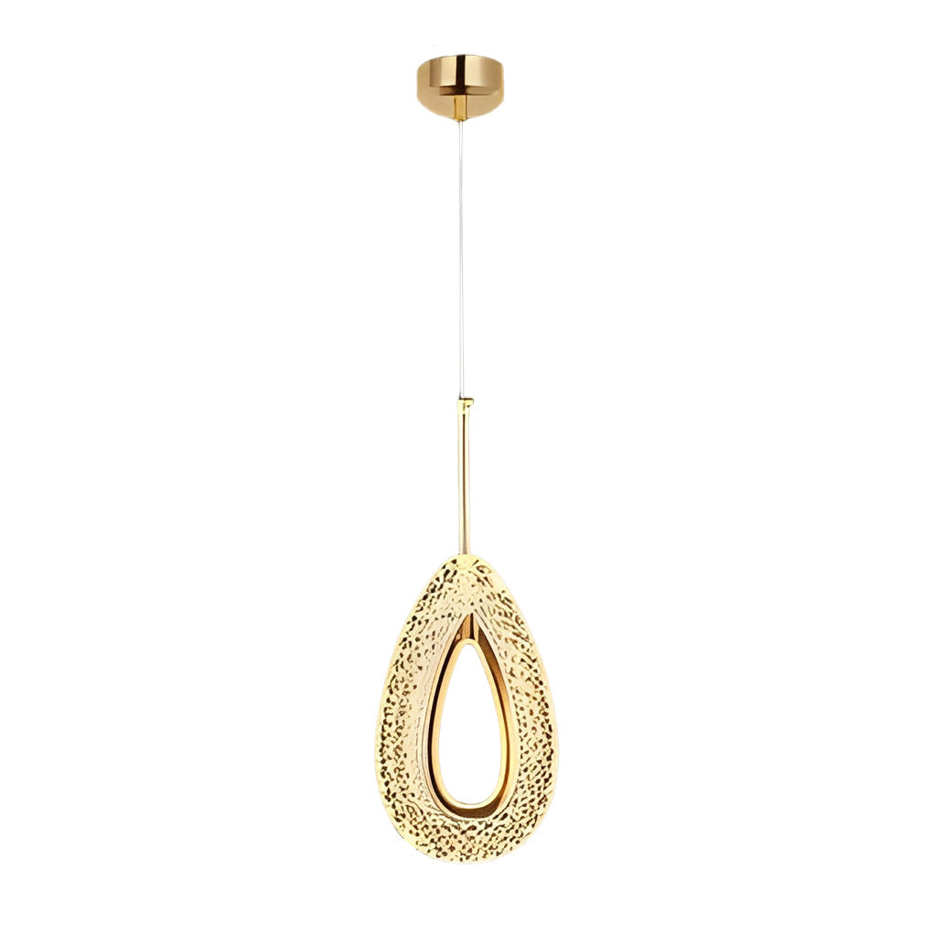 Set of two teardrop unique pendant lights displayed on white background.