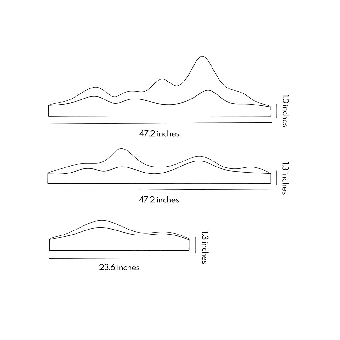 Technical line drawing of a mountain LED wall light, showing dimensions and design details.